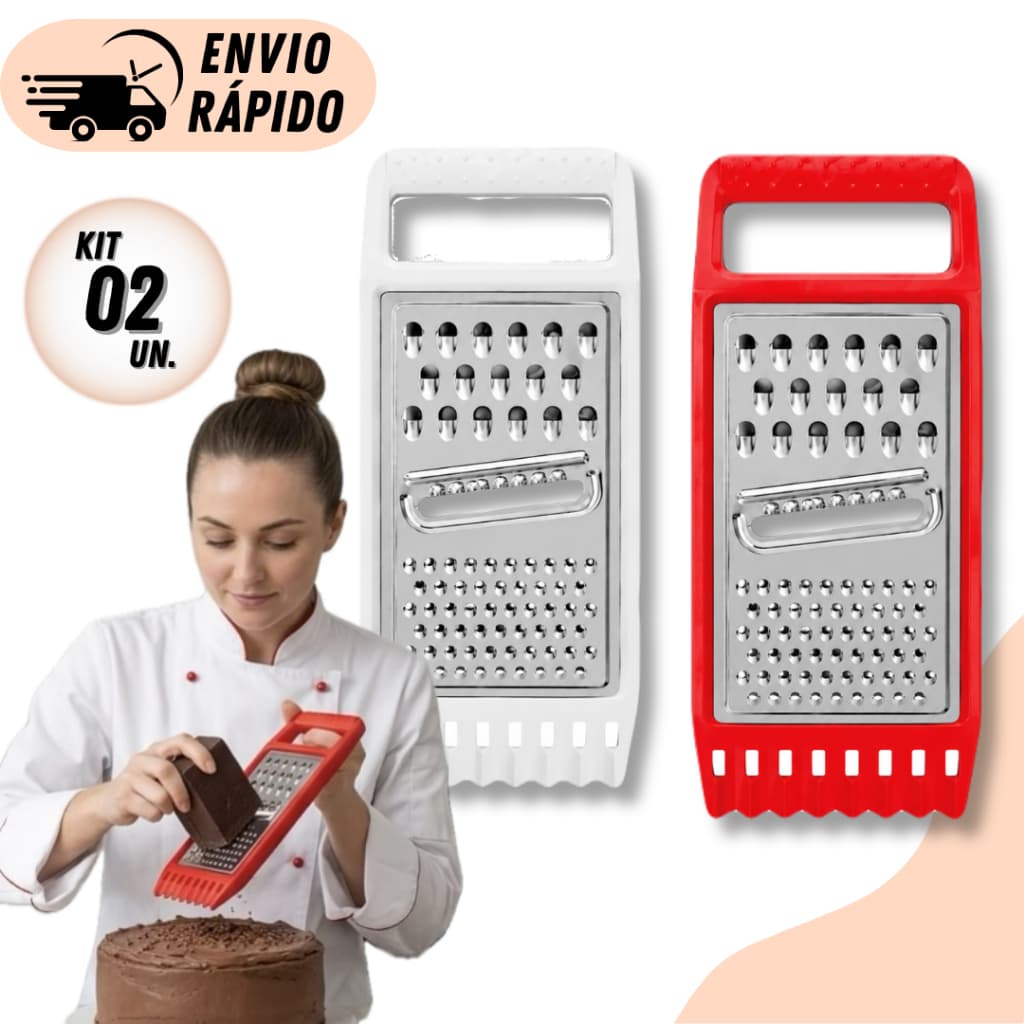 Kit 2 ou 1 Ralador 1 Face 3 Laminas Reforçado Inox Premium Com Alça Para  Queijos Legumes Utensilio de Cozinha
