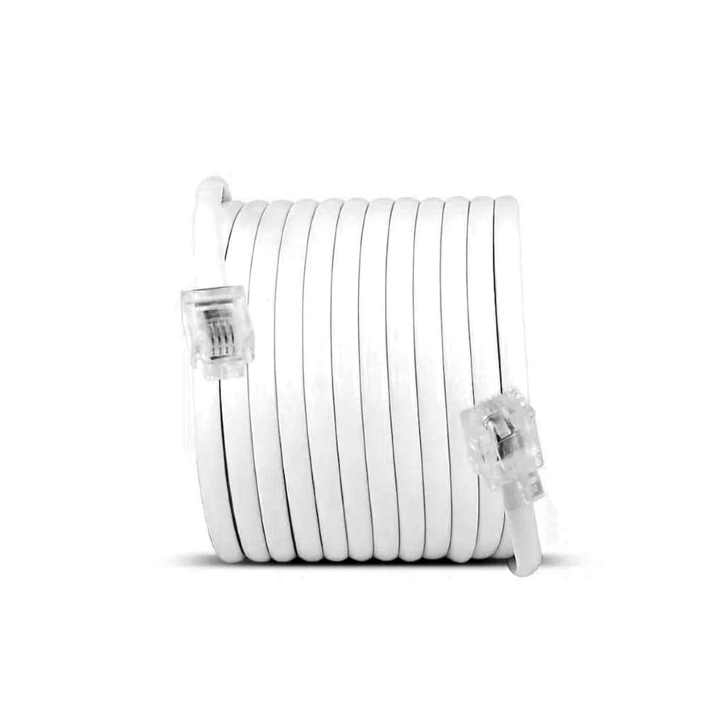 Cabo de Telefonia  Montado com Conectores RJ11 Branco 1 metro