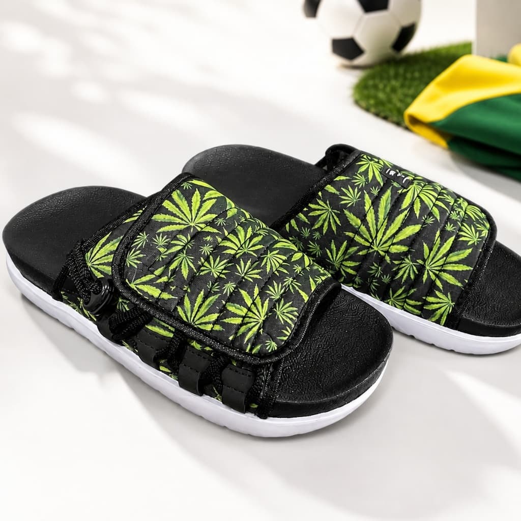 Chinelo Slide Nuvem Verde Estampado Ajustável Confortável Torcida  Dia A Dia