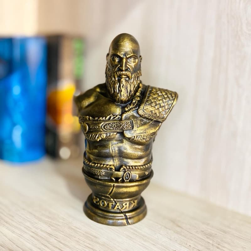 Busto Kratos God of War Premium Impresso em 3D | Decoração Geek