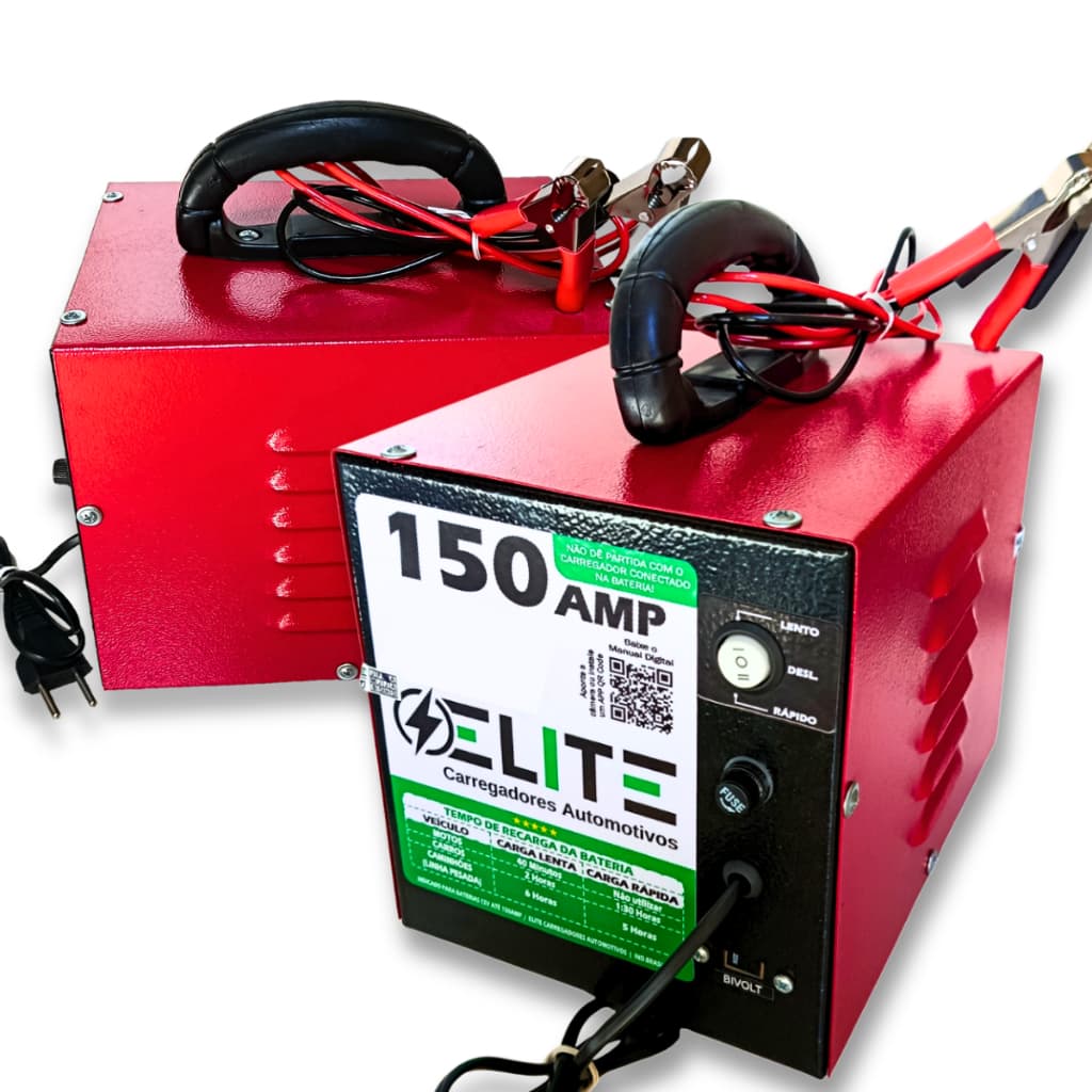 Carregador de Bateria 12V 12Ah para baterias até 150Amp Carga Lenta Rápida Bivolt Turbo Ventilação