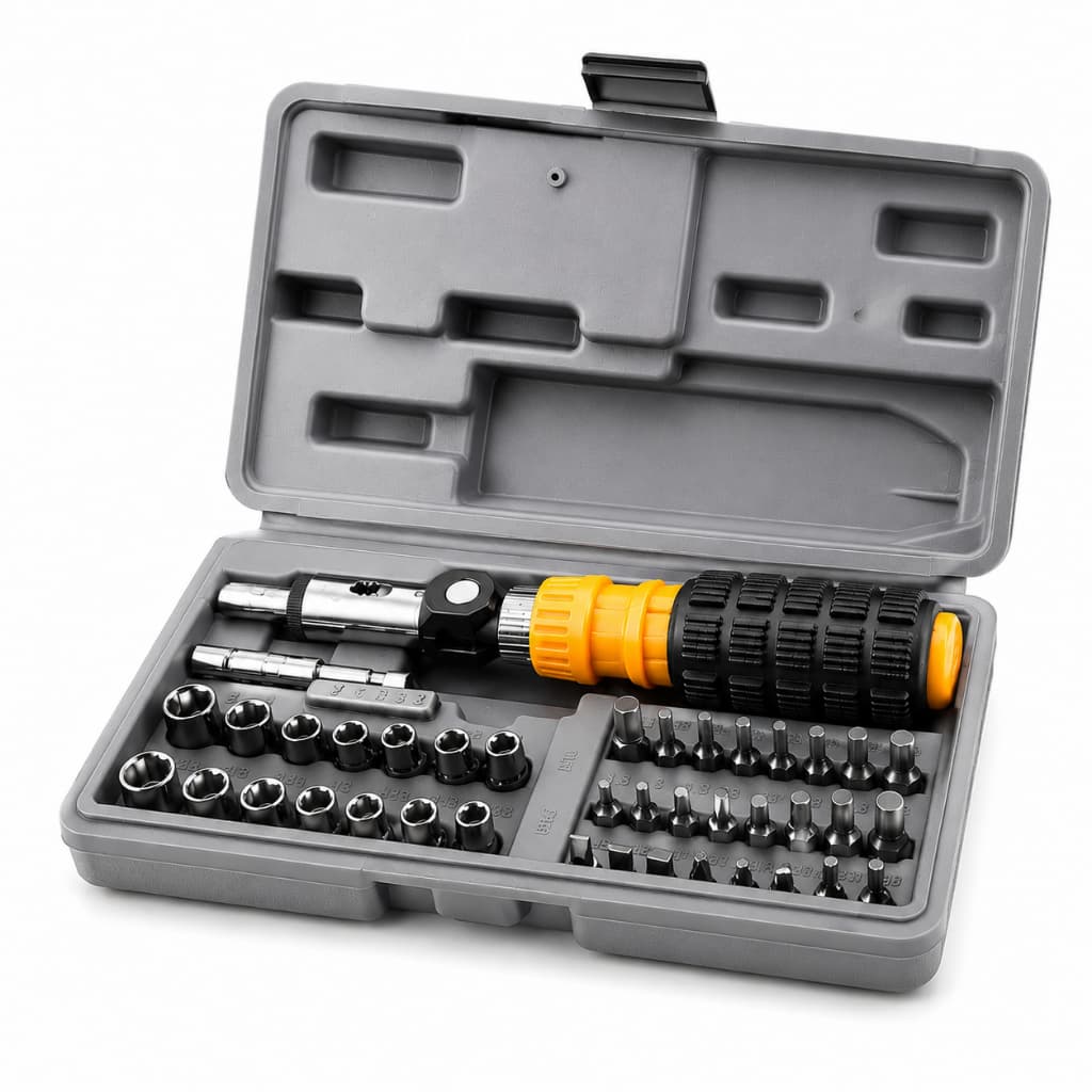 Kit Ferramentas 41 Peças Catraca Reversível Soquete Bits - Jogo Completo para Casa Oficina Reparos Móveis Eletrodoméstic