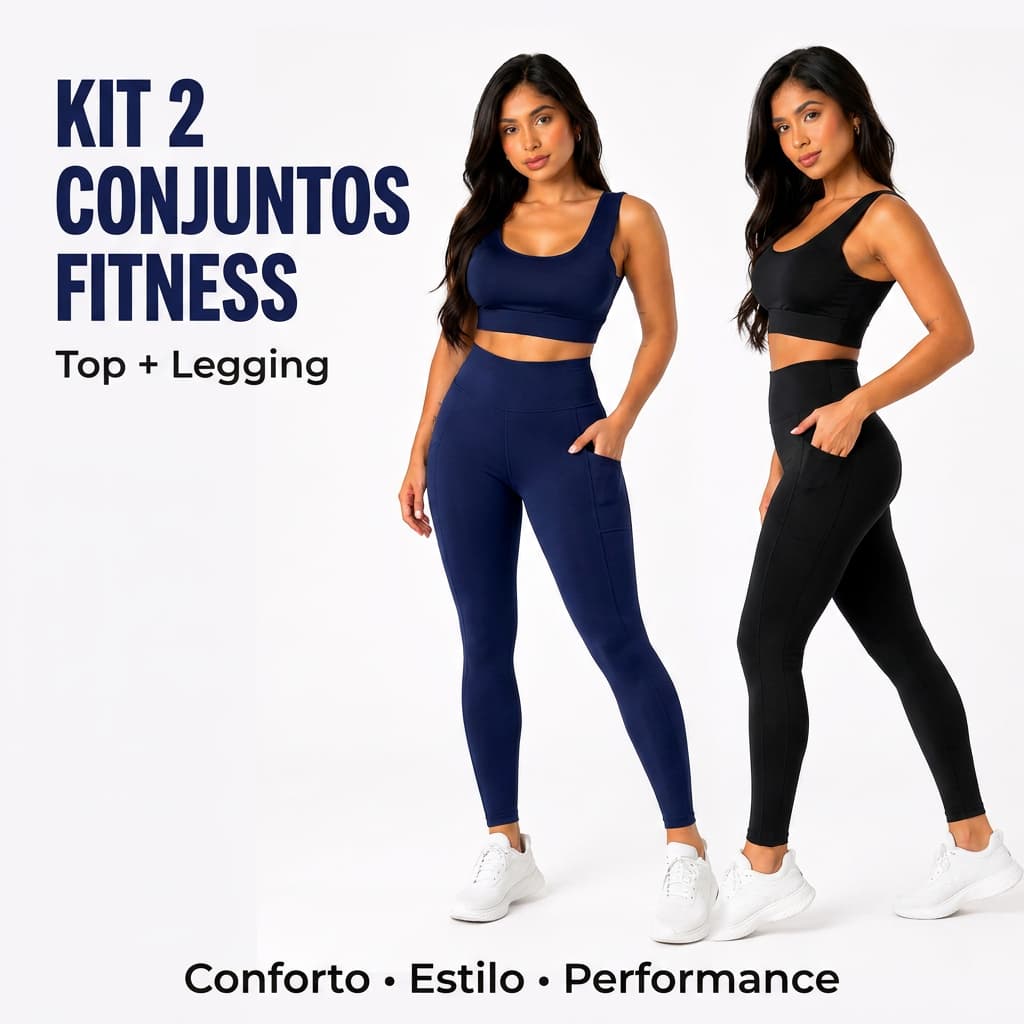 Kit 4 Peças Calça Cintura Alta Legging Com Top Suplex Feminina Zero Transparência