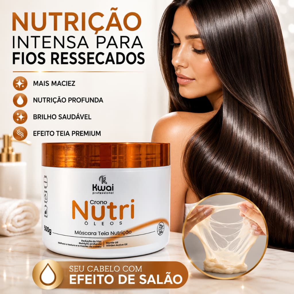 Máscara Capilar Kwai Nutri Óleos 500g Teia Capilar Hidratação Nutrição Fios Sedosos e Sem Frizz