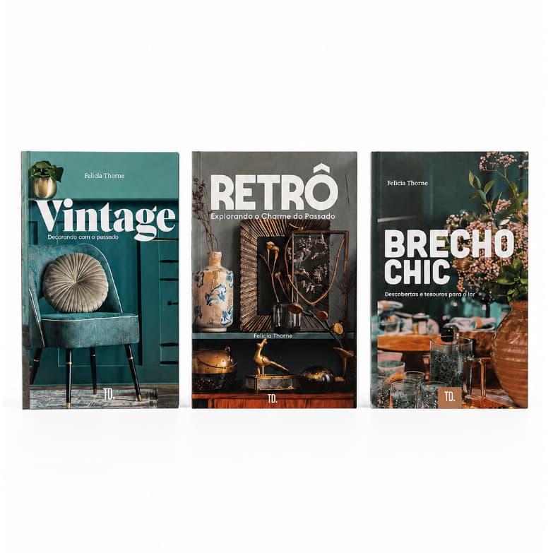 Kit Livro Caixa Decorativo Organizadora 3 Peças Vintage e Decor Porta Joias e Documentos P M G