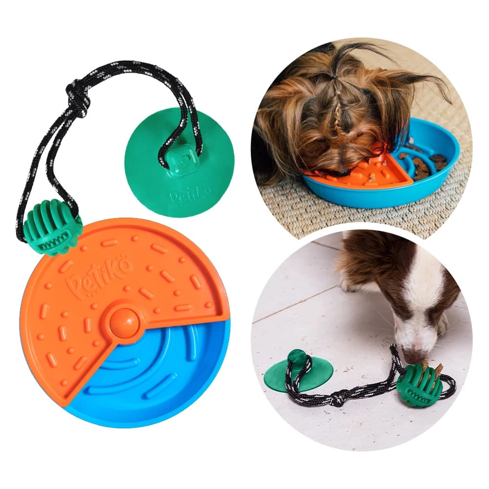 Kit Anti-Stress para Cachorros | Comedouro Interativo Gira Gira + Dispenser de Petiscos Push Ball - Petiko