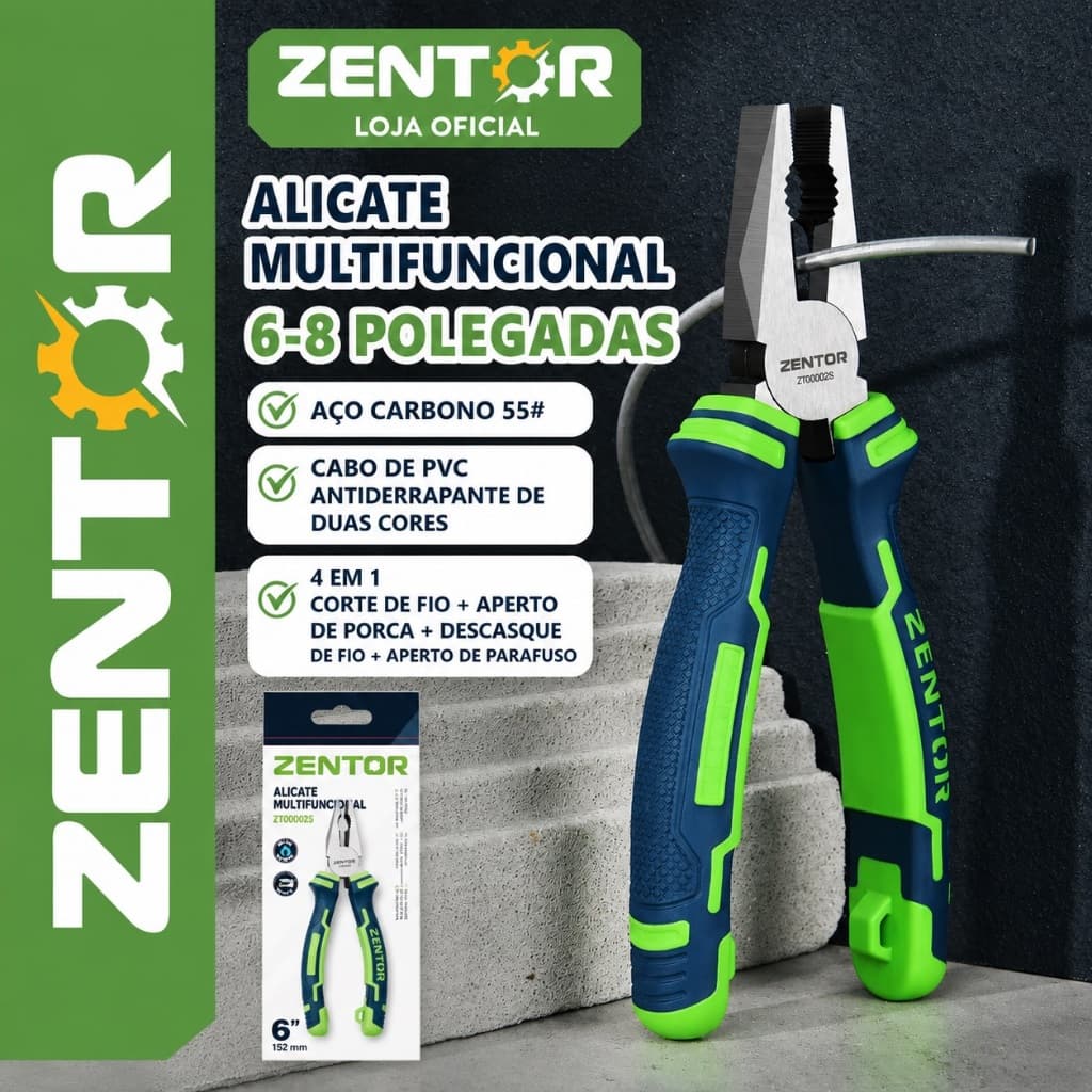 Alicate Linha Industrial Isolado Antiferrugem Alta Resistência DELI ZENTOR