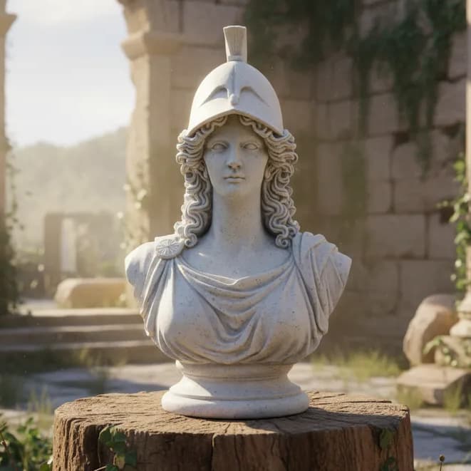 Busto Atenas Decorativo Marmorizado Estilo Grego | Escultura Mitologia Grega Premium Para Escritório, Sala e Biblioteca