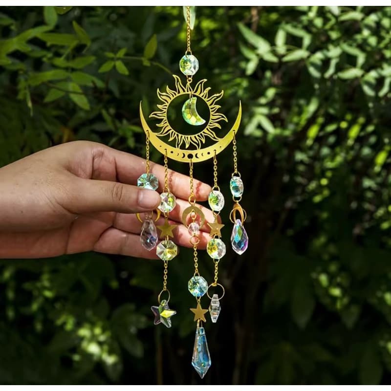Apanhador de Sol de Cristal Lotus Enfeite Sun Catcher 7 Chakras Feng Shui Móbile