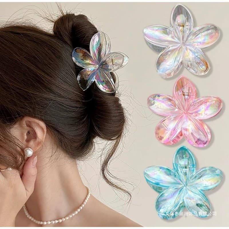 Clip de Cabelo Flor Plumeria com Design Floral Vibrante Presilha