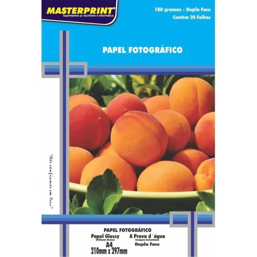 Papel Fotografico Inkjet A4 Glossy Dupla Face 180g Masterprint