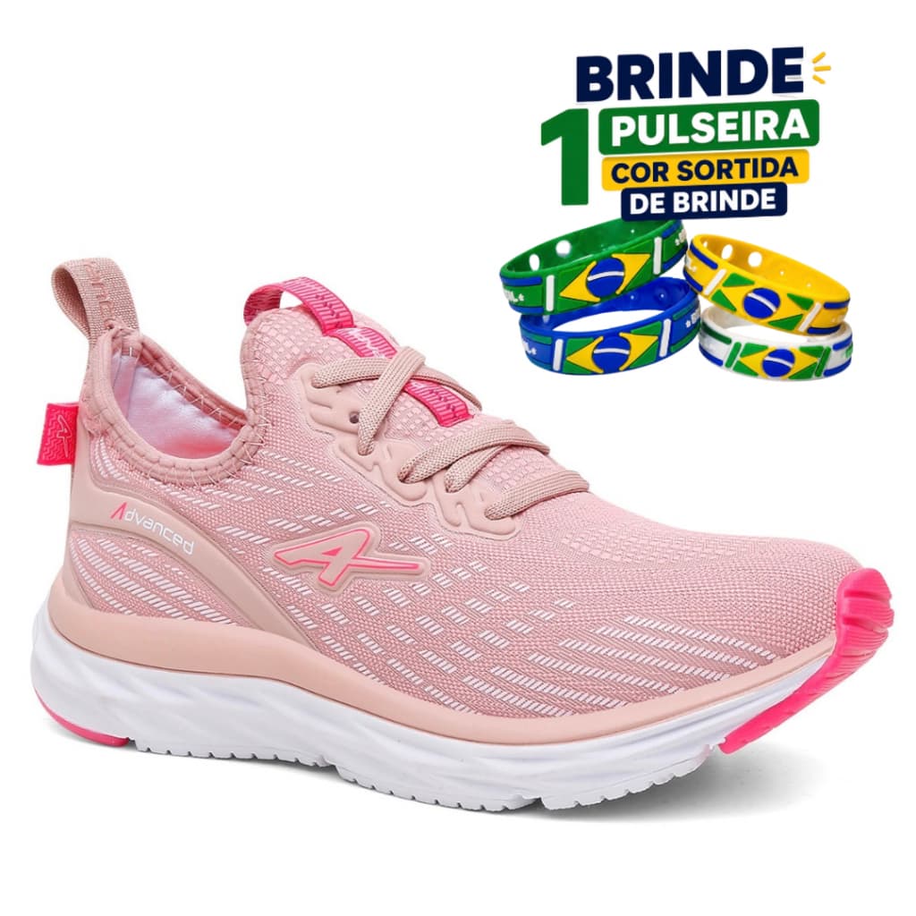 Tênis Feminino Run Advanced + Pulseira De Brinde Caminhada Corrida Passeio Trabalho Academia Treino Leve Macio Confortáv