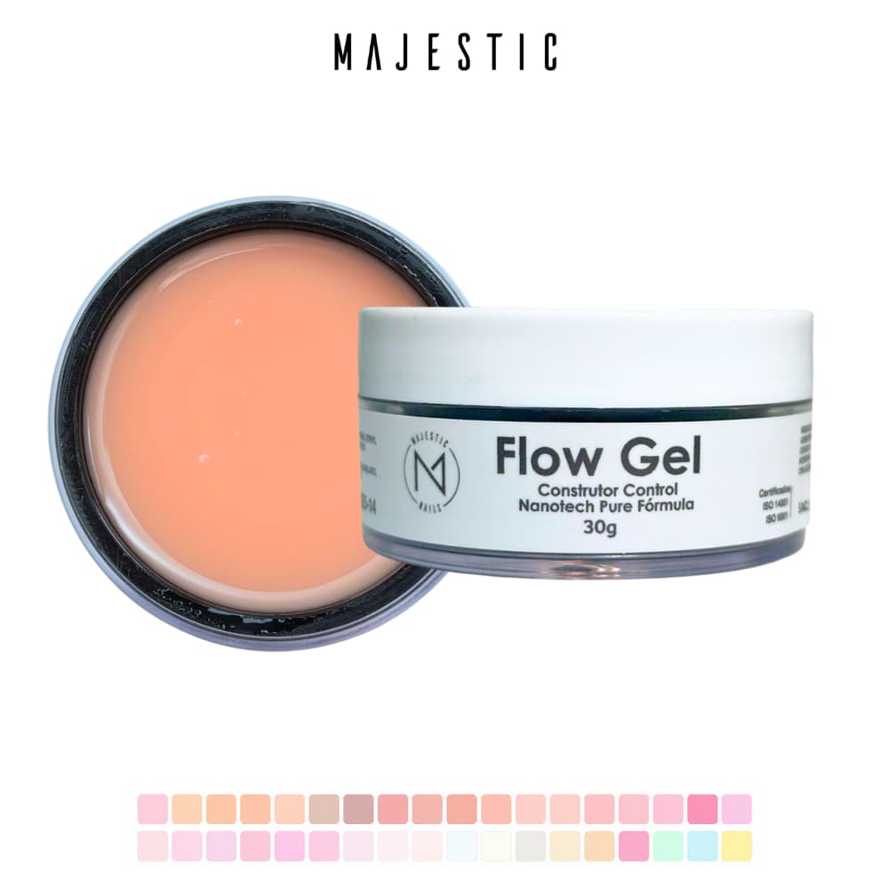 Flow gel CONTROL (46 cores) Alta Viscosidade Alongamento Majestic Nails