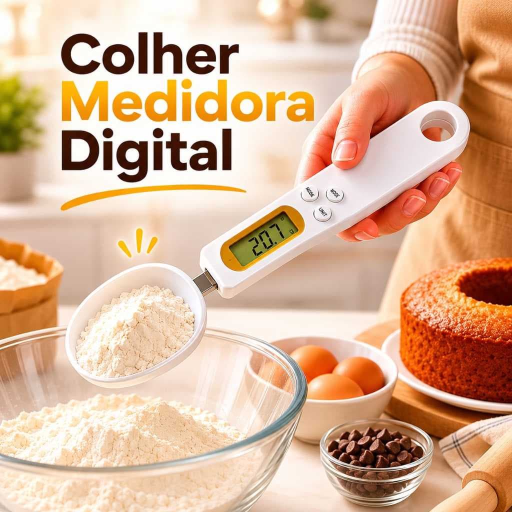 Colher Balança Digital Medidora Alta Precisão Display LCD Cozinha Portátil Alimentos  Fit Dieta
