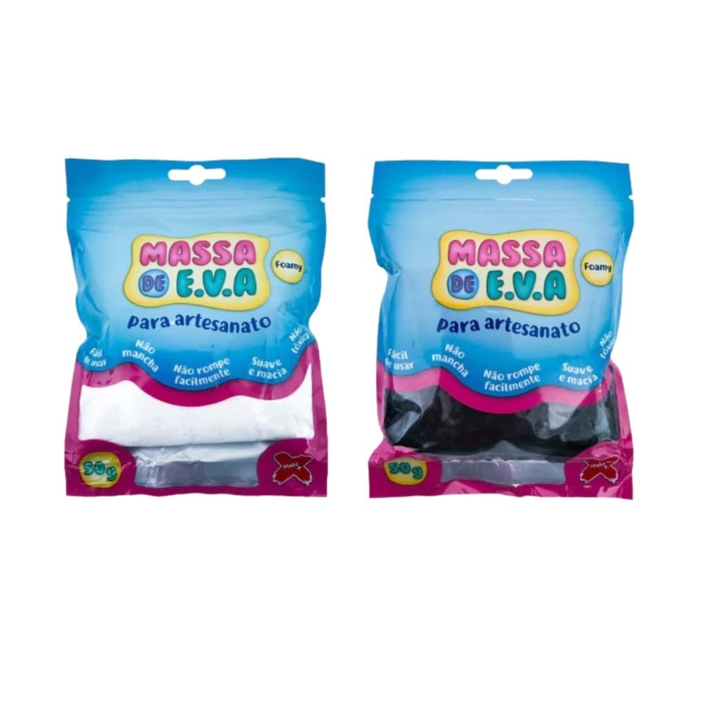 Kit Massa de EVA Branca e Preto 50G Artesanato Modelar - Make+