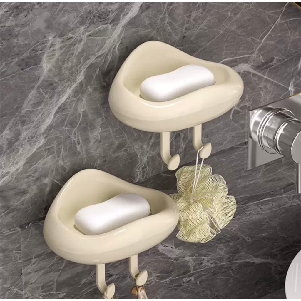 Saboneteira de Plástico Creme de Vento com Ganchos , Acessório para Banheiro