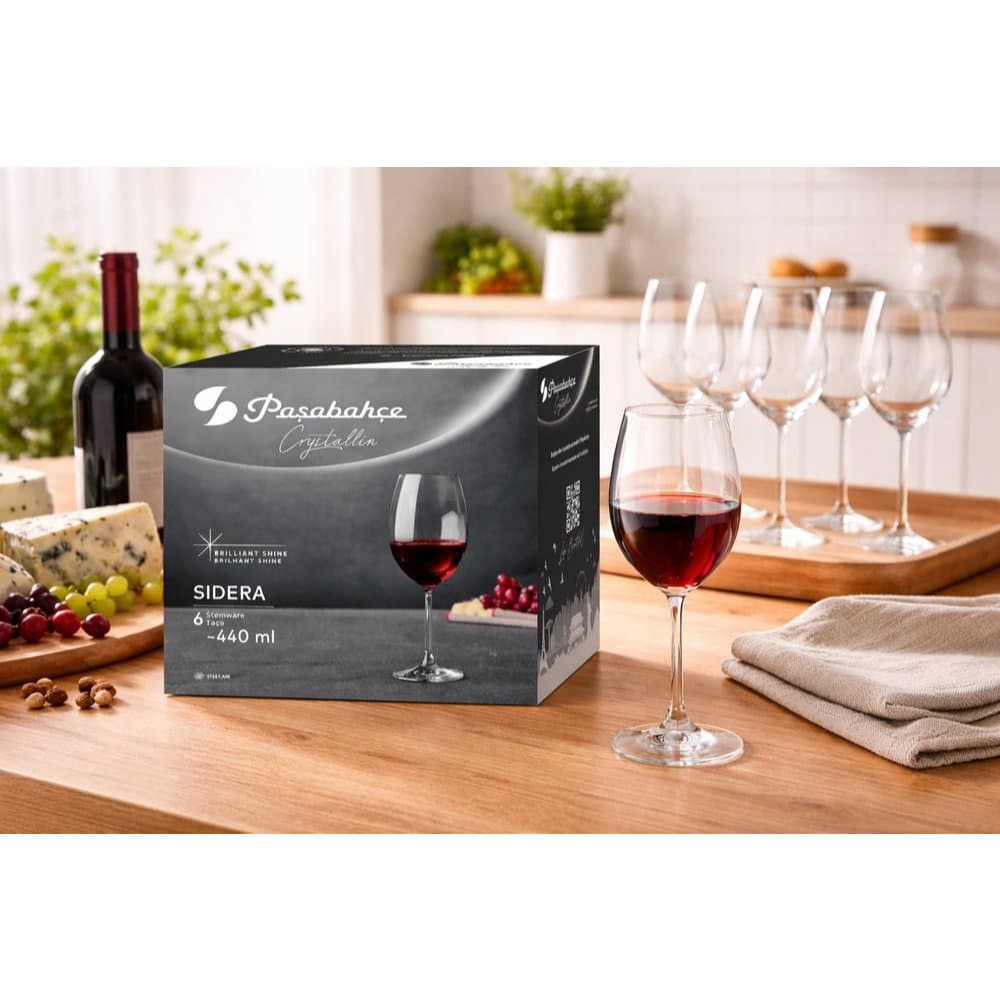 Taças De Cristal 440ml Jogo 6 Peças Elegância Sofisticação