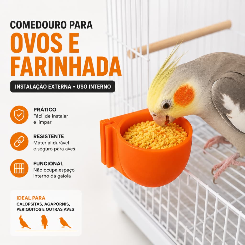 Comedouro para Ovo Cozido e Farinhada para Aves