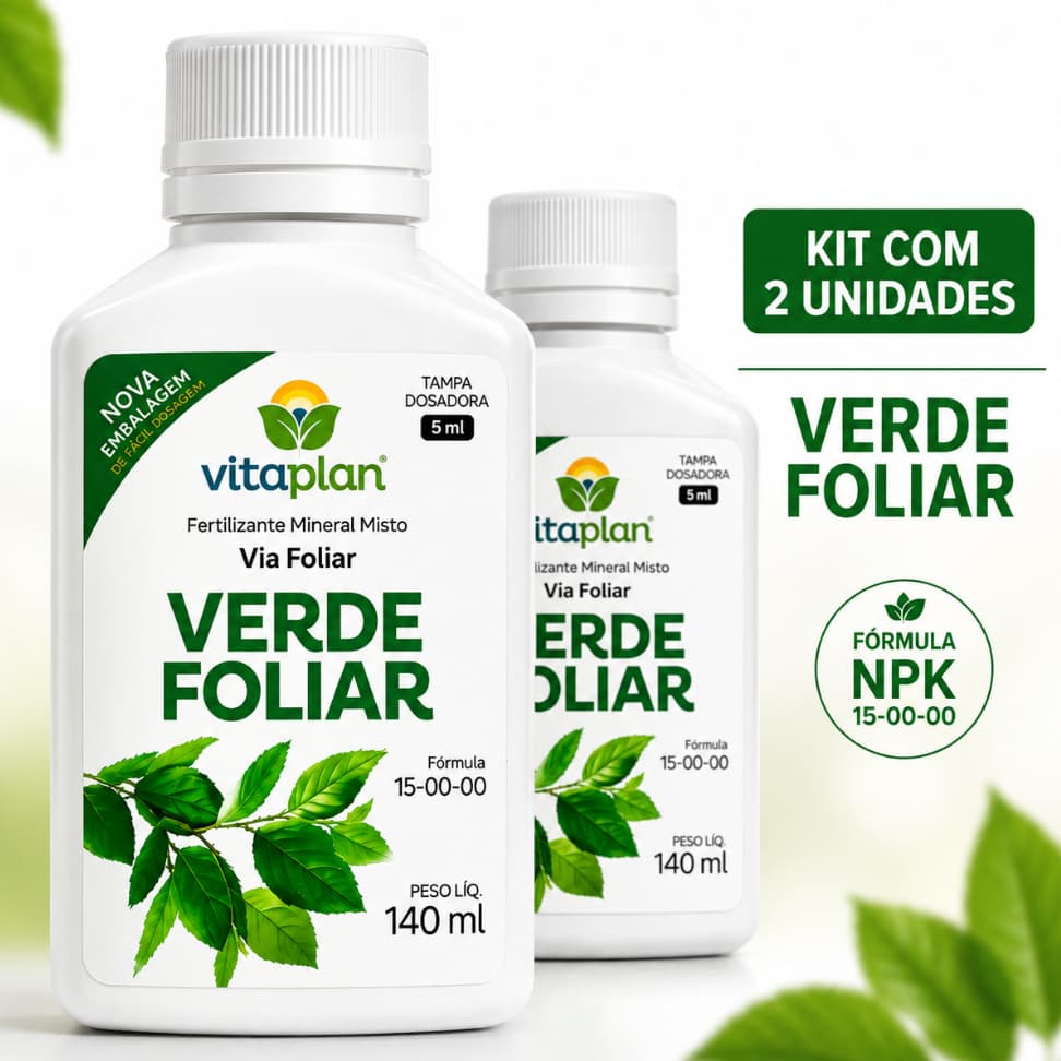 Kit 2 Fertilizante Verde Foliar Vitaplan 140ml NPK 15-00-00 Para Plantas e Gramados