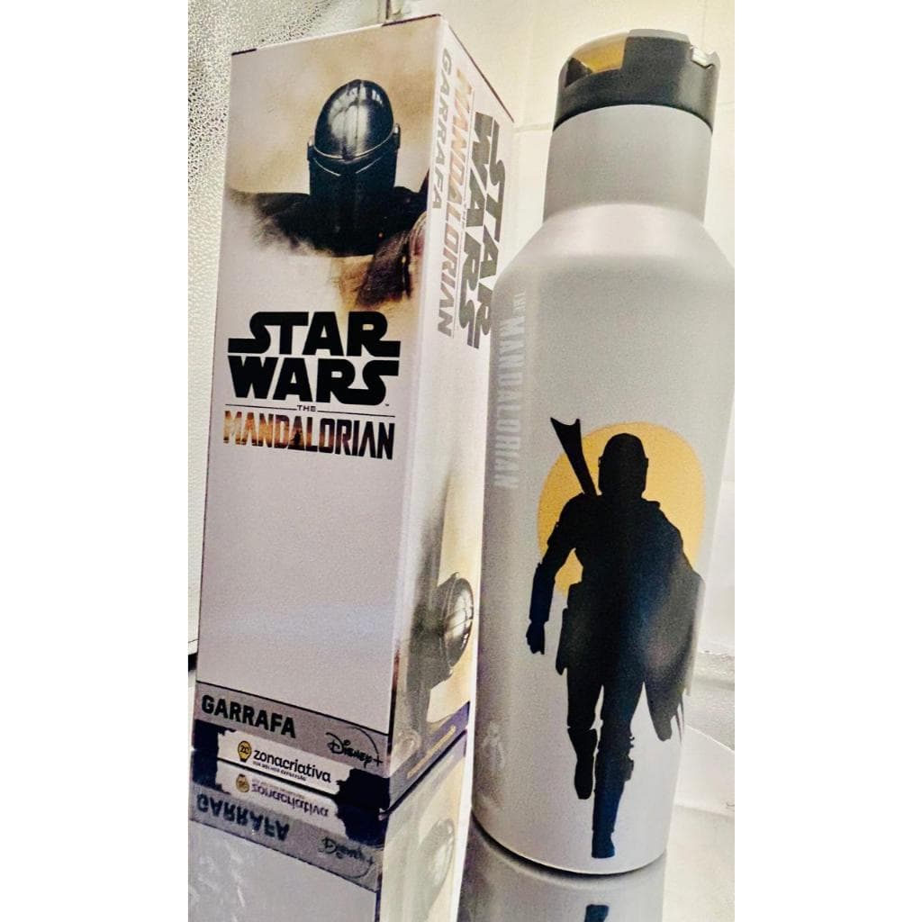 Garrafa Térmica Mandalorian 600ml ⭐ Original Zona Criativa | Star Wars Premium 🚀 Inox