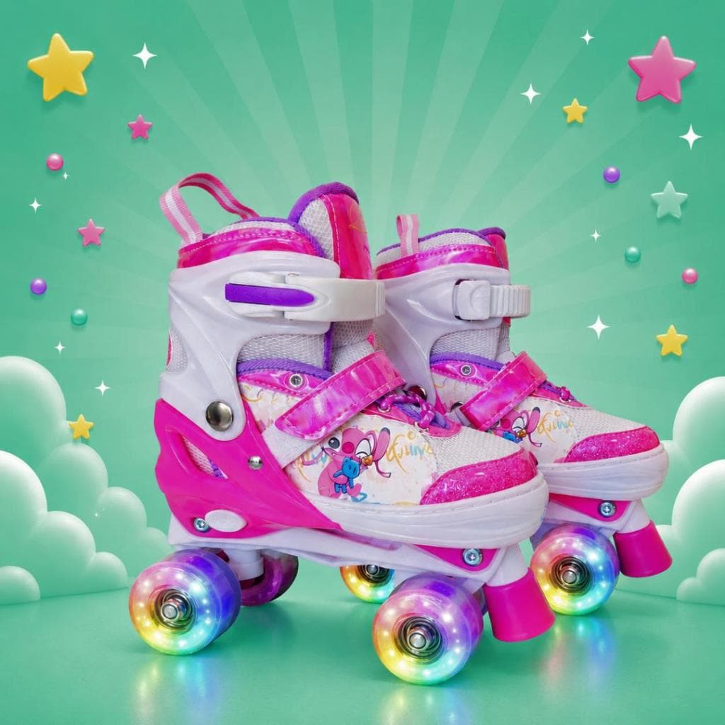 Patins Infantil Quad Stitch Tamanho Ajustavel Regulavel Rodinhas Com LED - LANÇAMENTO