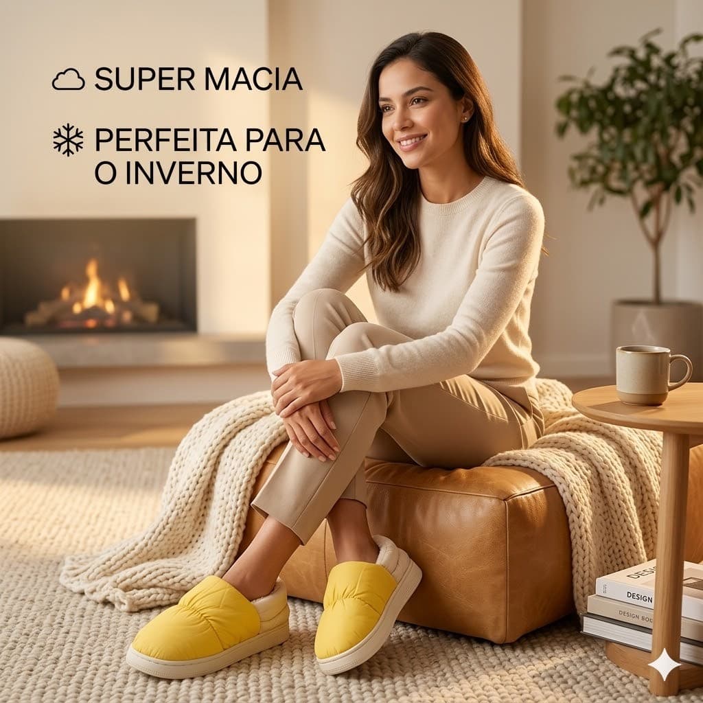 Pantufa Feminina Chinelo Feminino de Inverno Aveludado e Quente