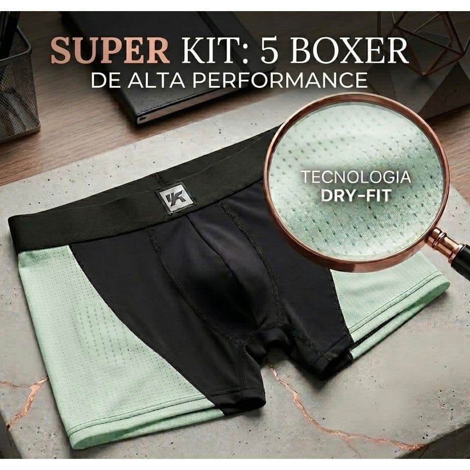 Kit 5 unidades boxer cueca premium qualidade detalhe dry fit treino dia a dia conforto romantic