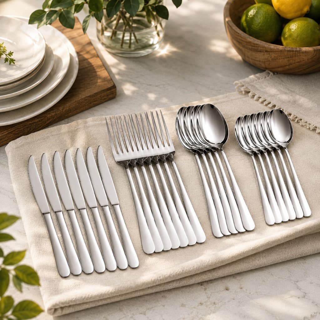 Conjunto Talheres Inox 24 Pecas Jantar Mesa Cozinha Alta Qualidade Durabilidade