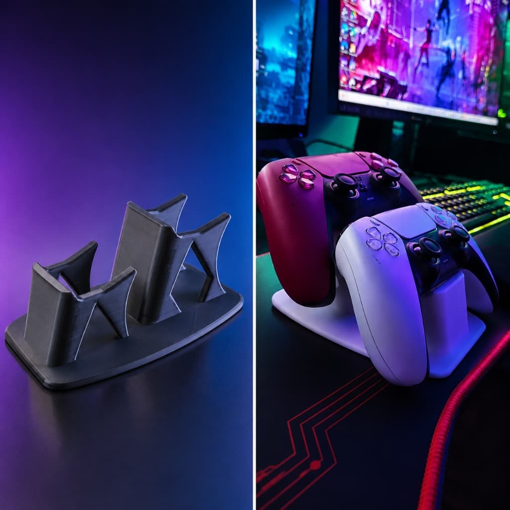 Suporte Duo Para Controle PS5 Organizador Gamer Mesa Rack 2 Controles Ps5 Ps4 Ps3 Xbox + Headset