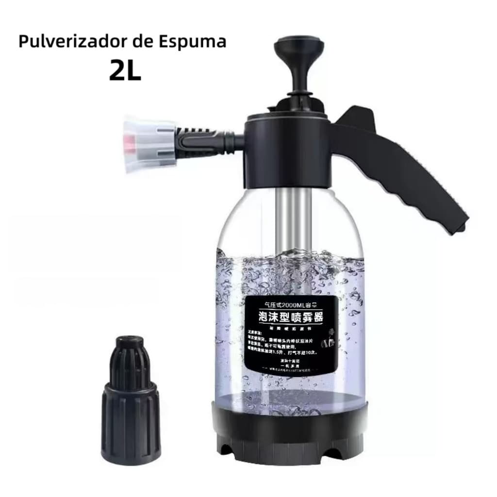 Pulverizador de Espuma Manual 2L para Lavagem de Veículos e Jardinagem, Acompanha 2 Bicos Intercambiáveis