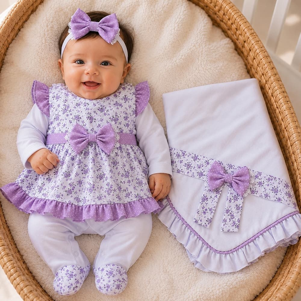 Saída de Maternidade Menina Sonho Meu Lilás 05 Peças