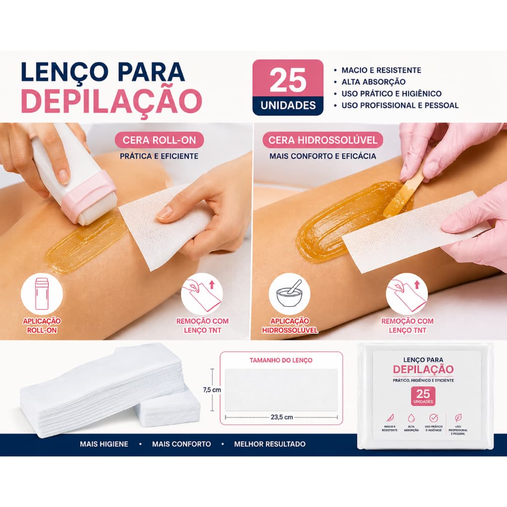 20un - Papel Falso Tecido Lenço Depilação TNT