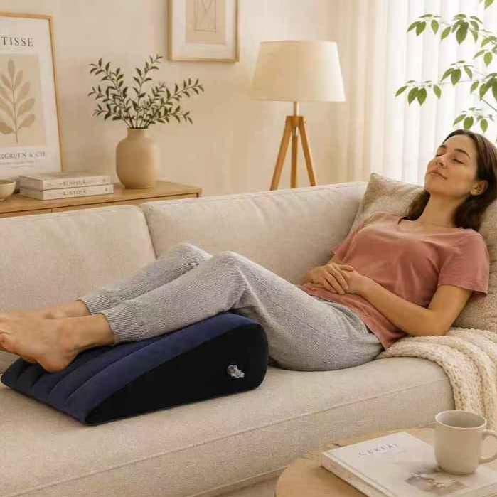 🛋️ Almofada Triangular Inflável para Apoio das Pernas Descanso Confortável Encosto Ergonômico para Sofá e Cama
