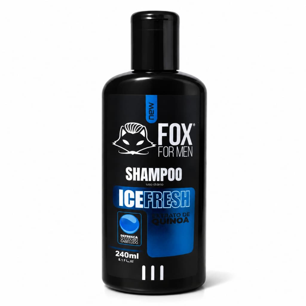 Shampoo Para Cabelo Ice Fresh Fox For Men 240ML Para Raiz Oleosa Refrescante e Brilho Natural