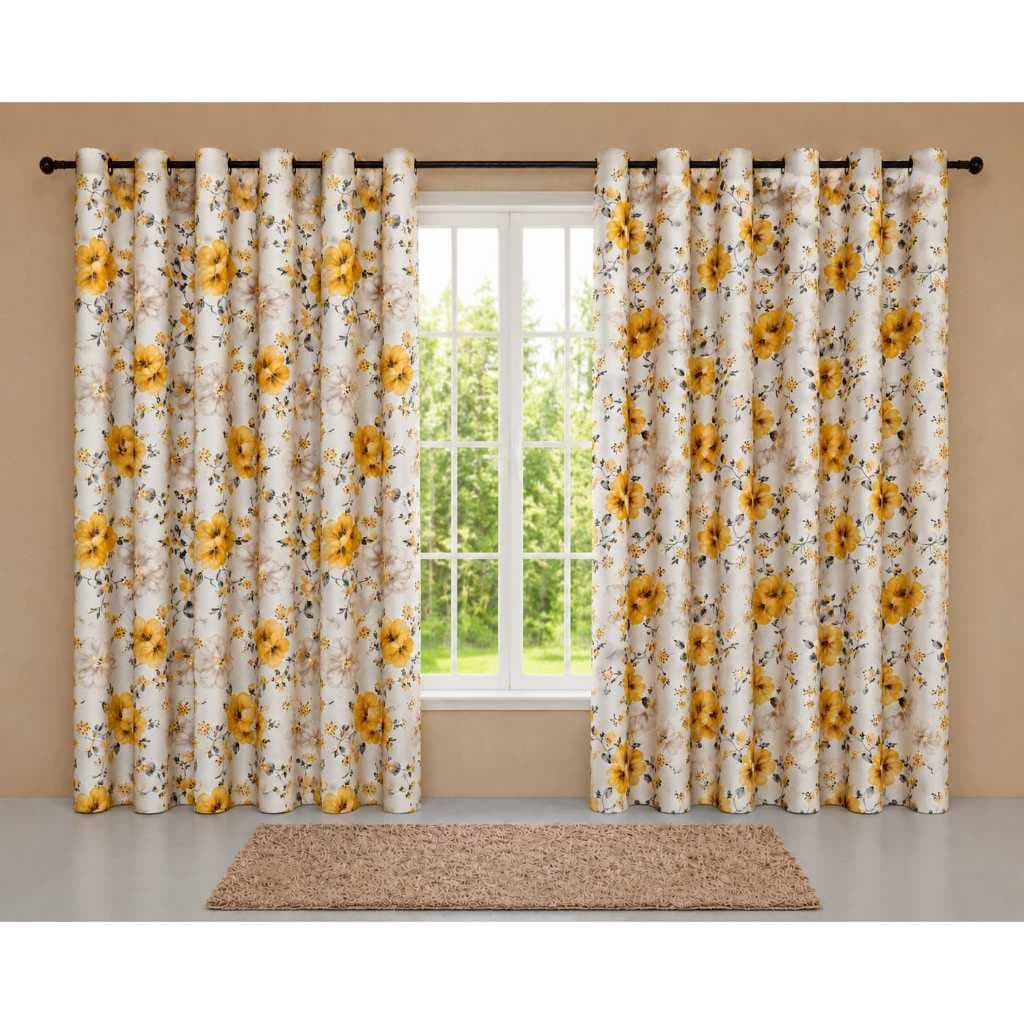 Cortina Sala Quarto 4,80 x 2,60 Estampada Florida Para Varão 3 Metros