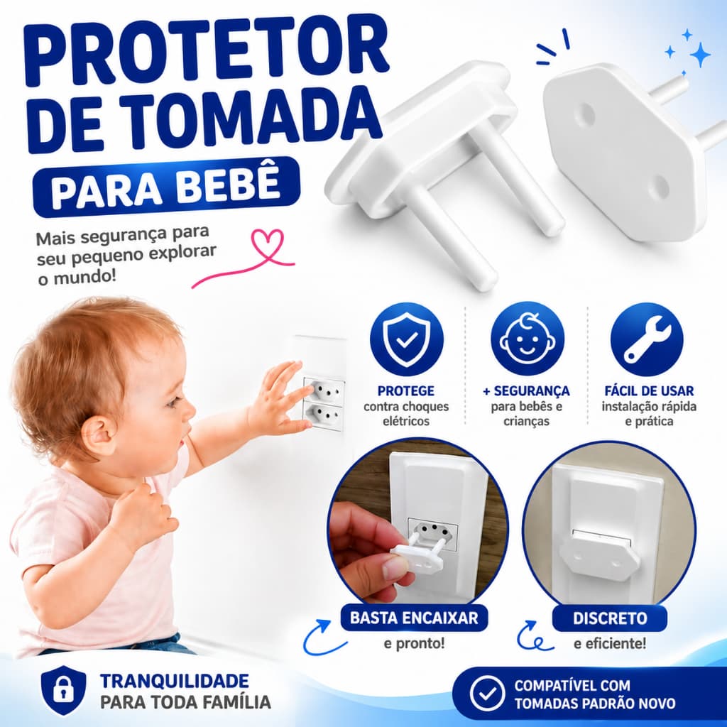 Kit 24/12 Protetor De Tomada Segurança Bebê Contra Choque Envio Imediato