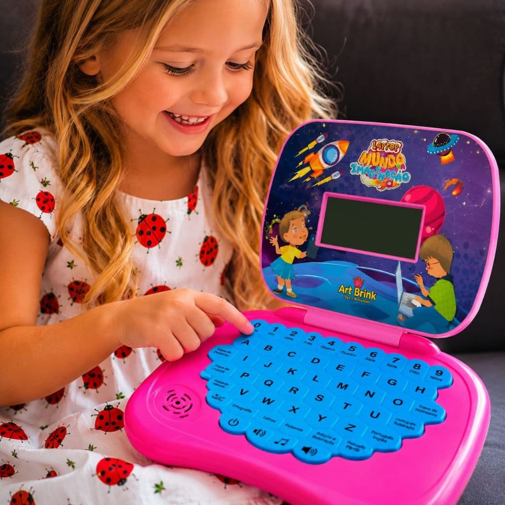 LapTop Infantil Bilíngue Interativo Som Letras Musica Somas