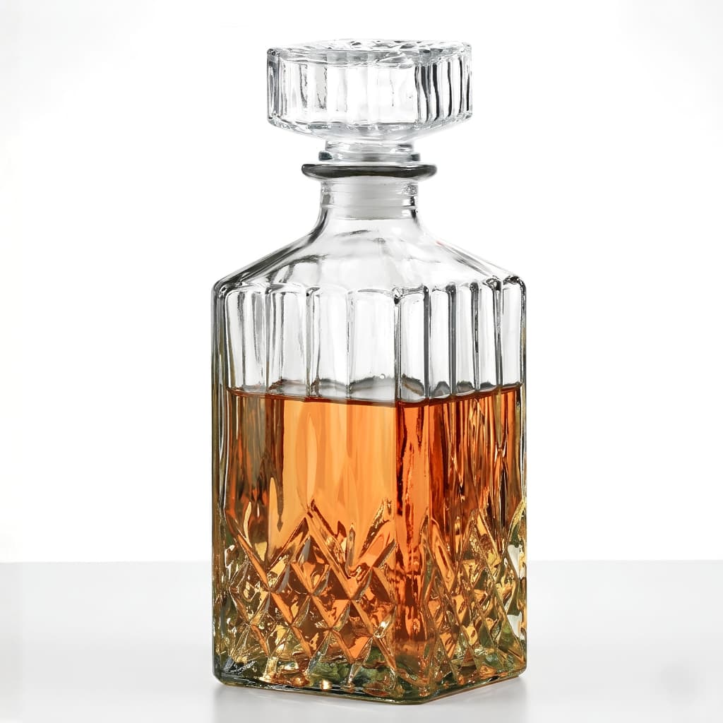 Garrafa Decanter p/Whisky, Licor e outras bebidas - Vidro, 1L, Alto Relevo, garrafa, Licoreira