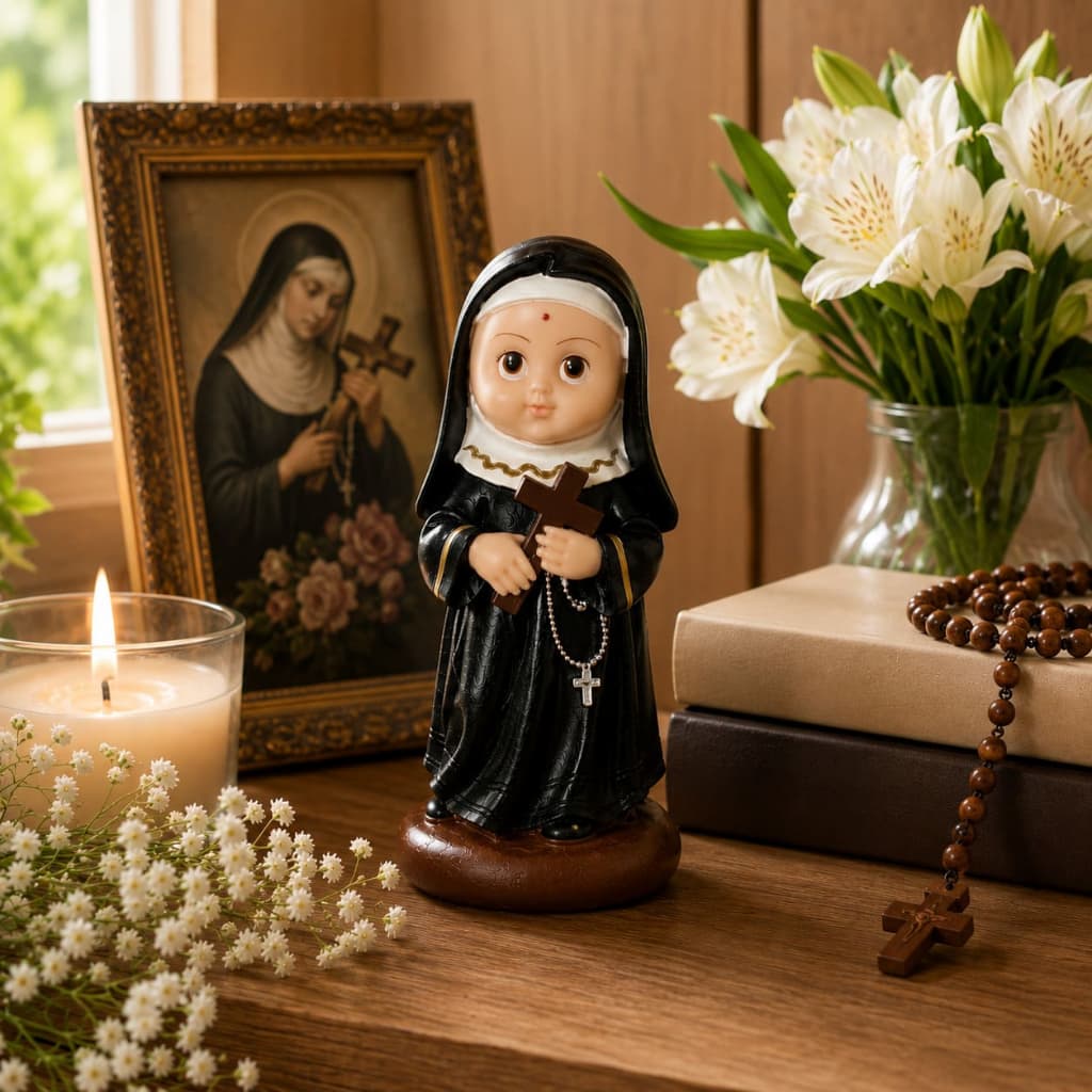 Imagem Religiosa Santa Rita Infantil 15cm Em Resina