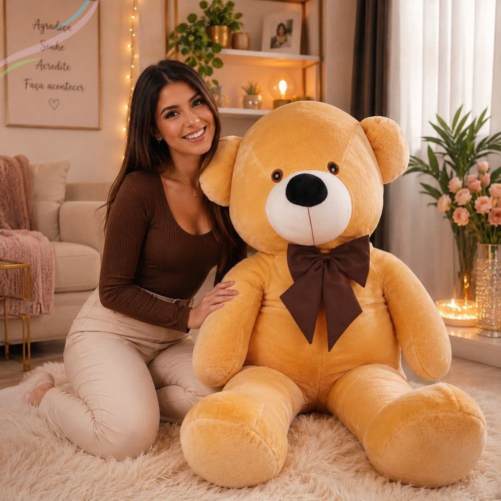 Urso De Pelúcia Grande Fofinho Teddy 110Cm e 90Cm Antialérgico Barato Presente Macio Varias Cores