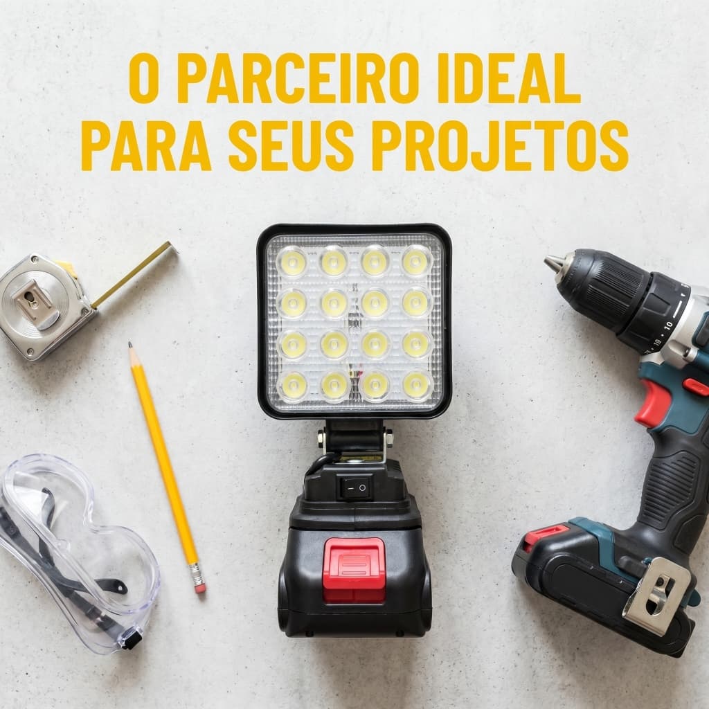 Lanterna Refletor Portátil Lampada Luz LED 4 Polegadas Com Bateria Recarregável