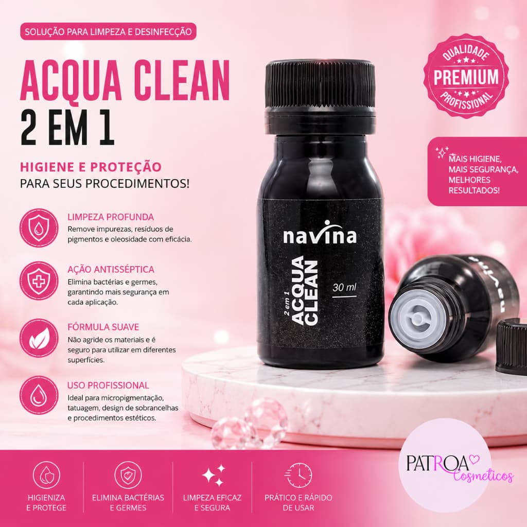 Acqua Clean Navina Solução De Limpeza Para Extensão Cílios