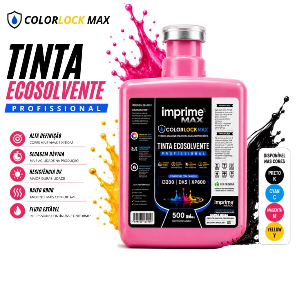 Tinta Eco Solvente 500ml Cabeça i3200 DX5 XP600 Banner Lona Adesivo Vinil Envelopamento Plotter