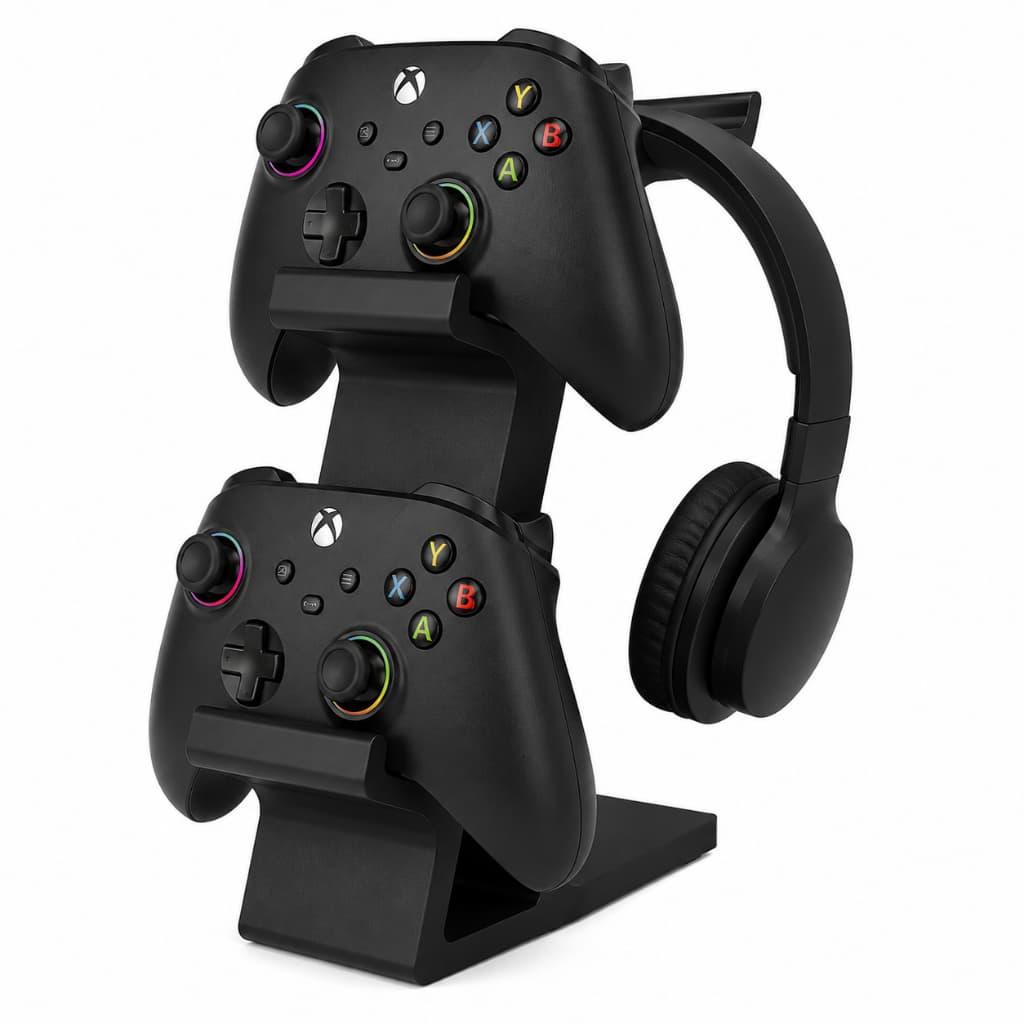 Suporte Porta Controle Gamer Duplo Headset Organizador Setup Compatível Xbox Ps5