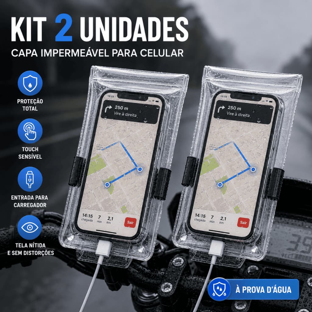 Kit 02 Capinhas chuva para celular impermeável - Proteção chuva celular