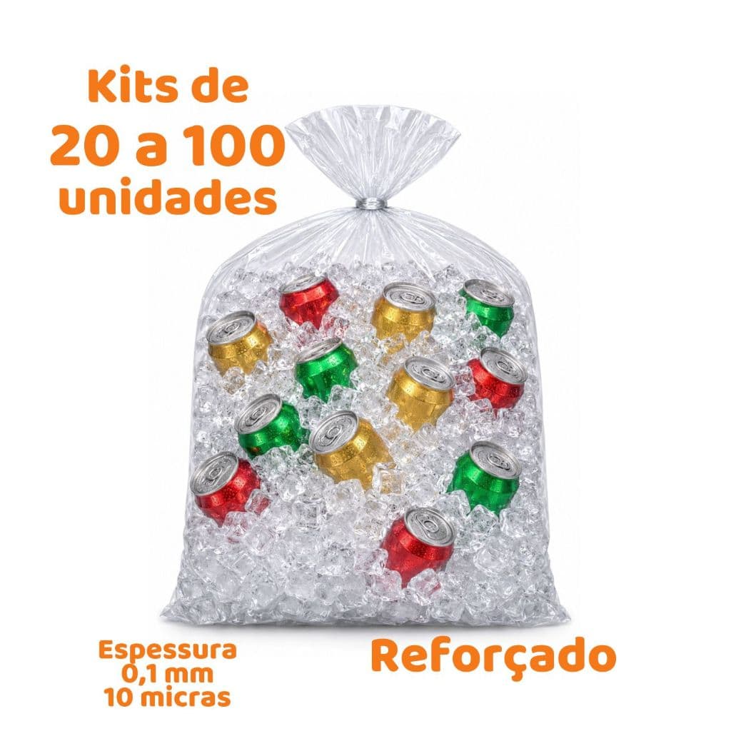Saco Transparente Gelo Adega Bebida 40 X 60 X 010 - 20 a 100 unidades