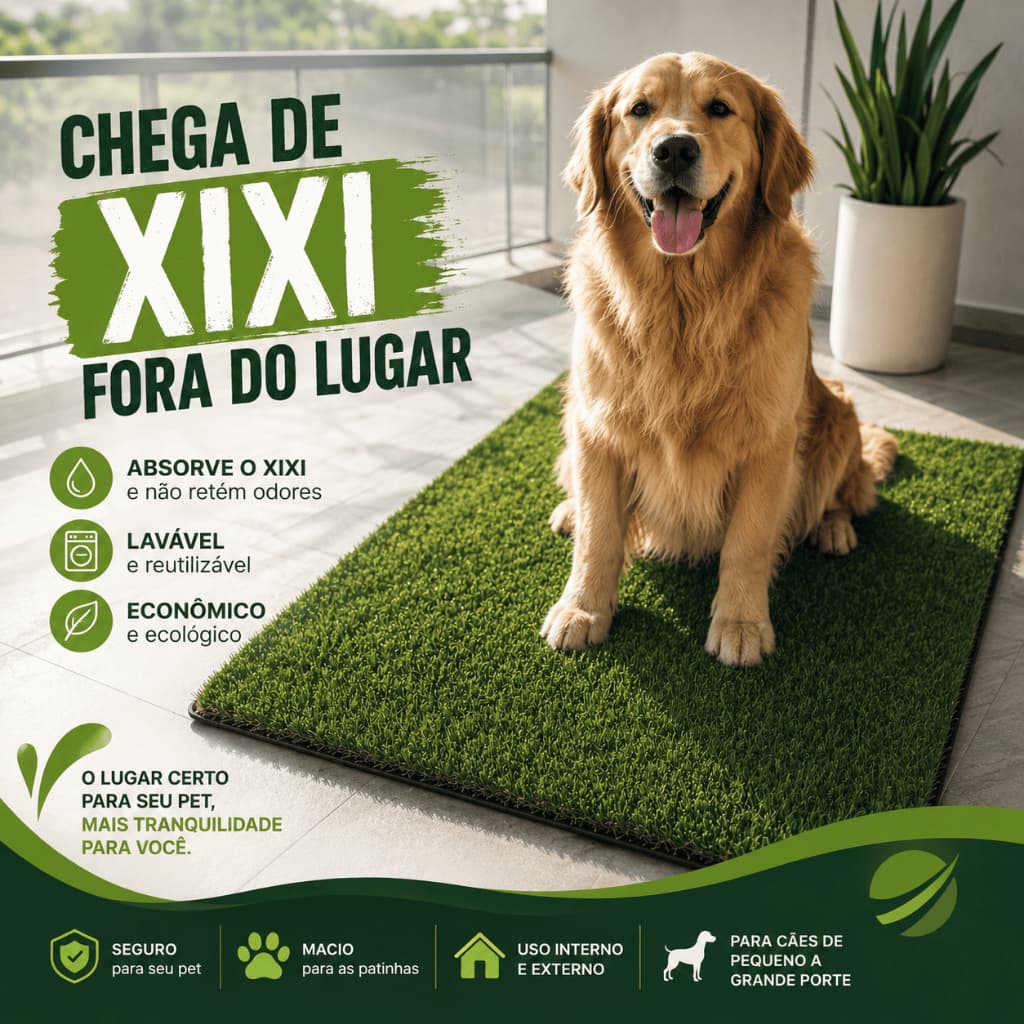 Grama Pet Tapete Higiênico Cachorro Lavável Reutilizável Não Fica Cheiro Grande Porte