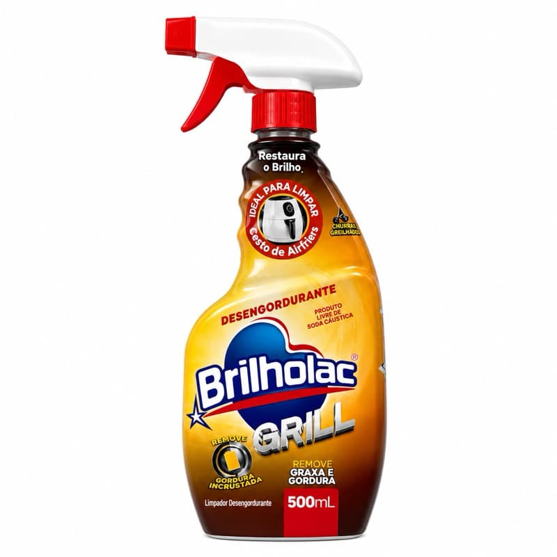 Brilholac Grill Desengordurante Spray 500ml Limpeza de Gordura e Graxa