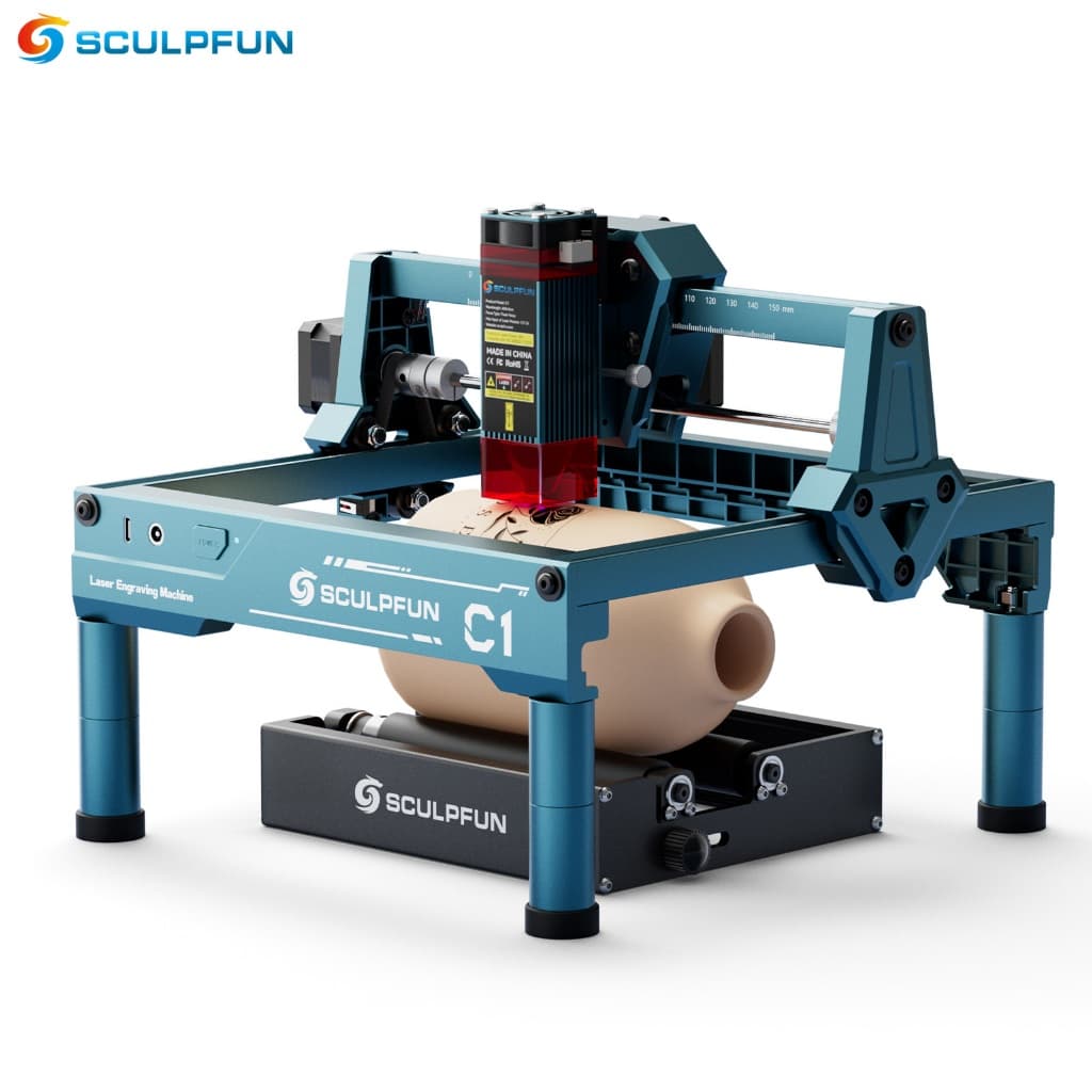 SCULPFUN C1 6W Mini máquina de gravação a laser portátil área de gravação de 150x130mm adequada para madeira e couro