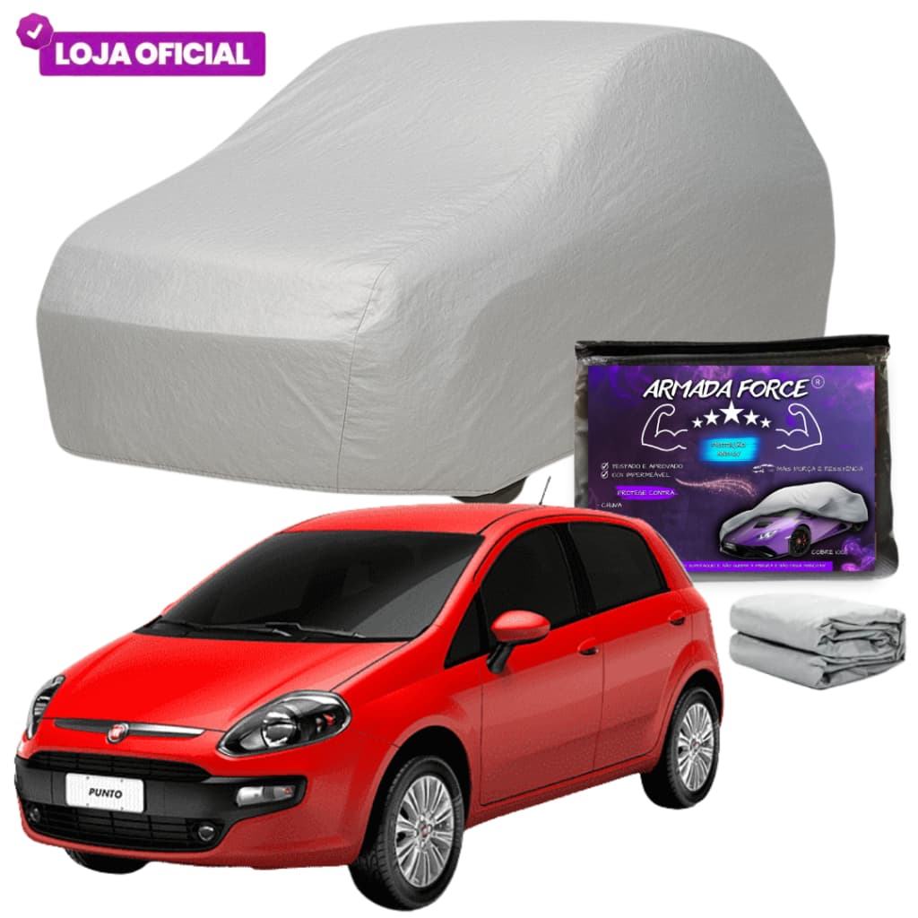 Capa Cobrir Carro Fiat Punto ARMADA FORCE Forrada 100% Impermeável Protege Sol Chuva Poeira Anti-UV